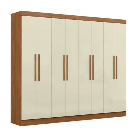 Guarda-roupa Casal Monte 8 Portas 4 Gavetas 100% Mdf Cinamomo/off White - Pnr Móveis