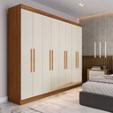Ver imagem 3 de Guarda-roupa Casal Monte 8 Portas 4 Gavetas 100% Mdf Cinamomo/off White - Pnr Móveis