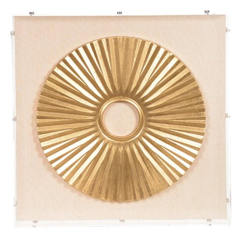 Quadro Decorativo Franzido Redondo Dourado 50x50x5 cm - D’Rossi