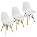 Ver imagem 1 de Kit 3 Cadeiras Decorativas Eiffel Charles Eames Branco com Pés de Madeira - Lyam Decor Preto