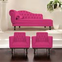 Ver imagem 3 de Kit Diva Recamier Juliana 160cm Lado Direito e 02 Poltronas Classic Suede Pink - Amarena Móveis