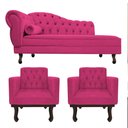 Ver imagem 1 de Kit Diva Recamier Juliana 160cm Lado Direito e 02 Poltronas Classic Suede Pink - Amarena Móveis