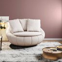 Ver imagem 2 de Kit 2 Poltronas Decorativas Giratória Sala de Estar Afrodite Linho Bege Claro - Gran Belo