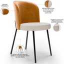 Ver imagem 7 de Kit 3 Cadeiras Sala de Jantar Estofada Gavi L02 Couríssimo Whisky Linho Cru