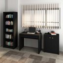 Ver imagem 2 de Kit para Escritório com Balcão Estante e Mesa com Gaveta Cor:preto