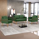 Ver imagem 2 de Kit 01 Namoradeira 02 Lugares e 02 Poltronas Mari Suede Pés Palito Castanho - D’RossiVerde