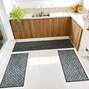 Ver imagem 3 de Tapete Carpete Passadeira Cozinha Trama Jogo 3 Peças Cinza