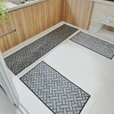Ver imagem 4 de Tapete Carpete Passadeira Cozinha Trama Jogo 3 Peças Cinza