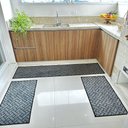 Ver imagem 2 de Tapete Carpete Passadeira Cozinha Trama Jogo 3 Peças Cinza