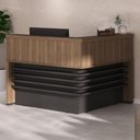 Ver imagem 2 de Mesa Balcao Atendimento Recepcao Tampo Tamburato 148x148 cm Nogal Preto Artany