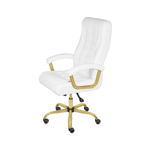 Cadeira Escritorio Oslo - Branca | Dourado Matte