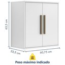 Ver imagem 3 de Armário Aéreo Lorena 2 Portas Branco Kaiki Móveis