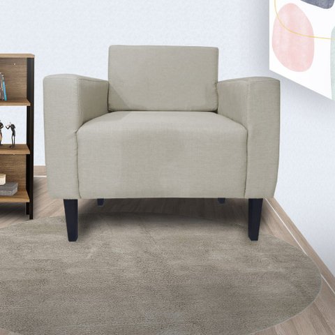 Kit 2 Poltronas Estofadas Decorativas Para Recepção Leticia Slim Suede Bege - LM DECOR