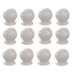 Kit com 12 Puxadores Gavetas Cômodas Portas Bolinha Plástico Cor:branco - 1