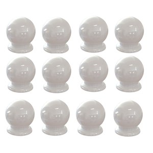 Kit com 12 Puxadores Gavetas Cômodas Portas Bolinha Plástico Cor:branco