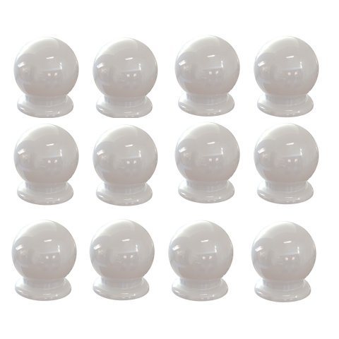 Kit com 12 Puxadores Gavetas Cômodas Portas Bolinha Plástico Cor:branco