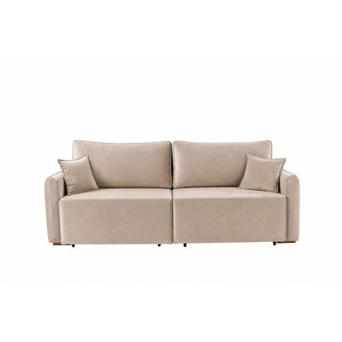 Sofa Cama 3 Lugares 2,00 m Pé de Madeira Los Angeles:Capuccino/Veludo