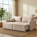 Ver imagem 3 de Sofa Cama 3 Lugares 2,00 m Pé de Madeira Los Angeles:Capuccino/Veludo