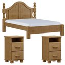 Ver imagem 1 de Cama Casal Classica 02 Mesas de Cabeceira Madeira Maciça Milani Store Freijo