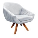 Ver imagem 3 de Kit 02 Poltronas Giratória Giovana Suede Cinza Base Madeira