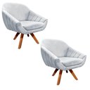 Ver imagem 1 de Kit 02 Poltronas Giratória Giovana Suede Cinza Base Madeira