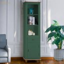 Ver imagem 2 de Estante Torre 02 Prateleiras 1 Gaveta 1 Porta Pés Luiz Xv 50104 - Verde Musgo/imbuia Glazer