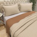 Ver imagem 3 de Kit Cobre Leito Bold Bicolour Queen Micropercal 300 Fios Colcha Dupla Face 3 Peças Damasco