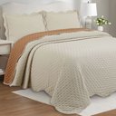 Ver imagem 1 de Kit Cobre Leito Bold Bicolour Queen Micropercal 300 Fios Colcha Dupla Face 3 Peças Damasco
