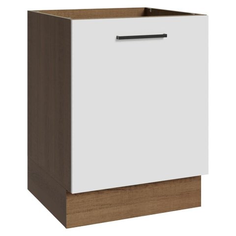 Balcão de Cozinha 60 cm 1 Porta (sem Tampo) Rustic/Branco Agata Madesa