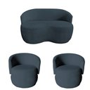 Ver imagem 2 de Kit Namoradeira + 2 Poltronas Decorativa Beatriz Orgânica Bouclé Cinza