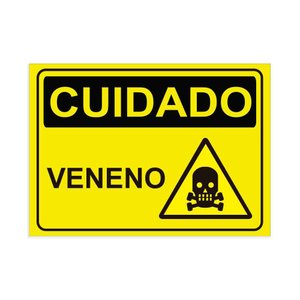 Placa de Sinalização Cuidado Veneno em Pvc