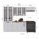 Ver imagem 3 de Cozinha Modulada 4 Peças Cristaleira Balcão com Tampo 2 Aéreos 100% MDF com Rodapé Bari