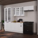 Ver imagem 1 de Cozinha Modulada 4 Peças Cristaleira Balcão com Tampo 2 Aéreos 100% MDF com Rodapé Bari