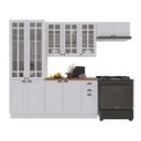 Ver imagem 2 de Cozinha Modulada 4 Peças Cristaleira Balcão com Tampo 2 Aéreos 100% MDF com Rodapé Bari
