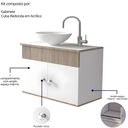 Ver imagem 2 de Gabinete para Banheiro 60cm Suspenso com Cuba Armário para Lavabo - Brovália