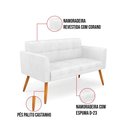 Ver imagem 6 de Kit 1 Sofá Namoradeira e 1 Poltrona Elisa Corano Branco Pés Palito Castanho - D'Rossi