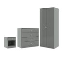 Ver imagem 2 de Quarto Solteiro Completo com Guarda-roupa Cômoda Mesa de Cabeceira London Cinza