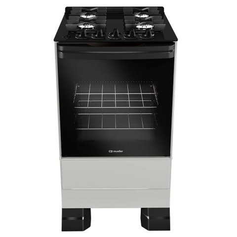 Fogão Mueller 4 Bocas Titânio com Mesa de Vidro e Grades de Ferro Fundido Mfv4bf