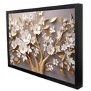 Ver imagem 1 de Quadro Decorativo Floral Luxo Árvore da Paz em Moldura Caixa Tacolado Moldura Caixa 3cm Preta com Vi