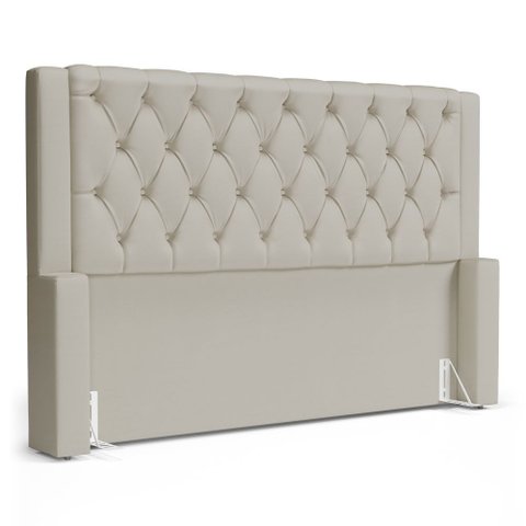Cabeceira Atena para Cama Box Queen Size 160cm Capitonê com Frame Sintético Bege - Abmaza