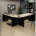 Ver imagem 1 de Mesa Escrivaninha em L Canto Arredondado 1400x600 Netmobil - Dubai/preto
