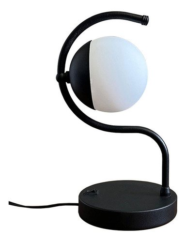 Luminaria Abajur de Mesa Cabiceira Mesa de Cabeceira Curvado com Globo Fosco Soquete G9 - Preto - Pr - 4