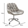 Cadeira Escritório Giratória Lua Capitonê Poltrona com Rodinhas Home Office - Suede Bege Claro - 4