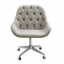 Ver imagem 2 de Cadeira Escritório Giratória Lua Capitonê Poltrona com Rodinhas Home Office - Suede Bege Claro