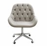 Cadeira Escritório Giratória Lua Capitonê Poltrona com Rodinhas Home Office - Suede Bege Claro - 2
