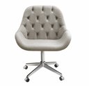 Ver imagem 2 de Cadeira Escritório Giratória Lua Capitonê Poltrona com Rodinhas Home Office - Suede Bege Claro