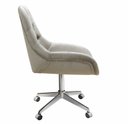 Ver imagem 3 de Cadeira Escritório Giratória Lua Capitonê Poltrona com Rodinhas Home Office - Suede Bege Claro