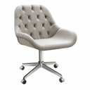 Ver imagem 1 de Cadeira Escritório Giratória Lua Capitonê Poltrona com Rodinhas Home Office - Suede Bege Claro