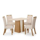 Ver imagem 2 de Conjunto Sala de Jantar Layla Style 4 Lugares Tampo MDF Cadeiras Estofadas Off White 120cm Casa 812