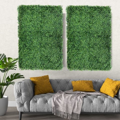 4 Placas de Folhagem Artificial para Jardim Vertical com Proteção UV